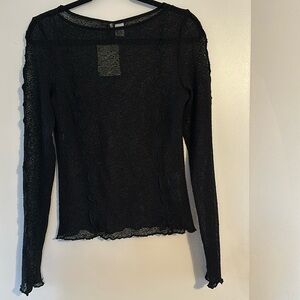 Divided mesh long sleeve top